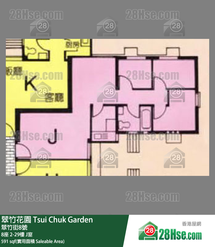 翠竹花園 8座6樓 J室 平面圖