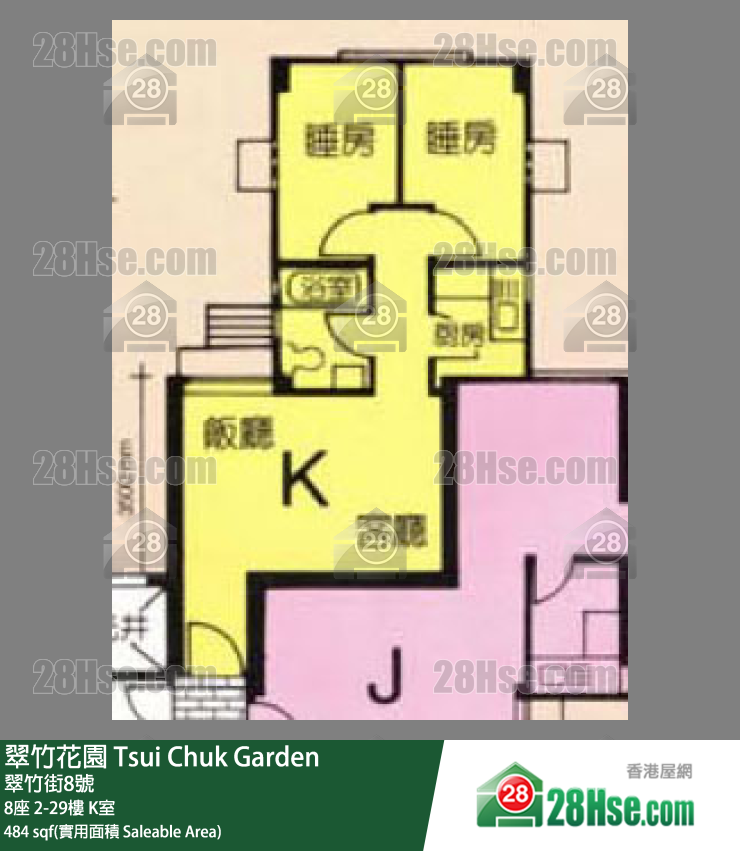 翠竹花園 8座6樓 K室 平面圖