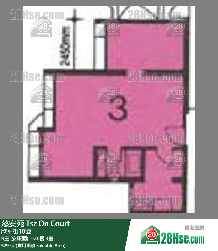 慈安苑 B座 (安康閣)15樓 3室 平面圖