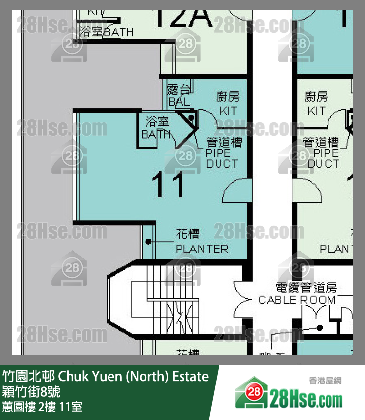 竹園北邨 蕙園樓2樓 11室 平面圖