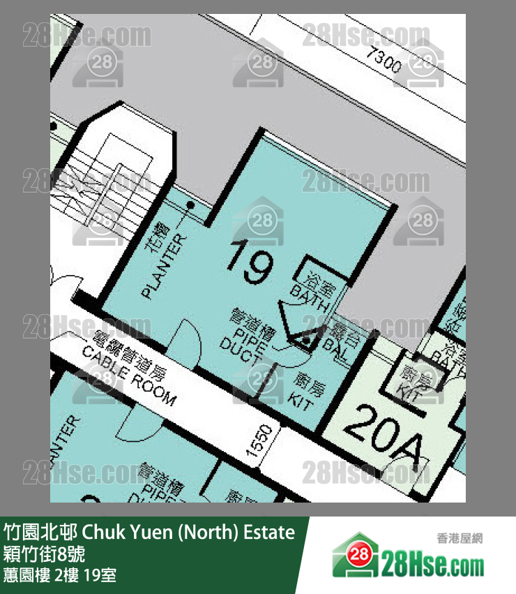竹園北邨 蕙園樓2樓 19室 平面圖