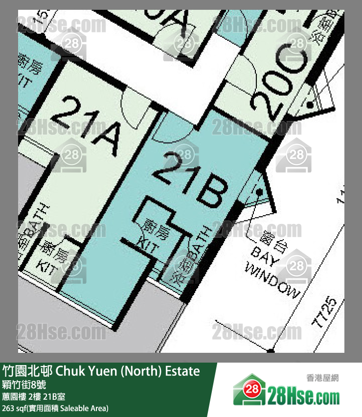 竹園北邨 蕙園樓 2樓 21B室 平面圖