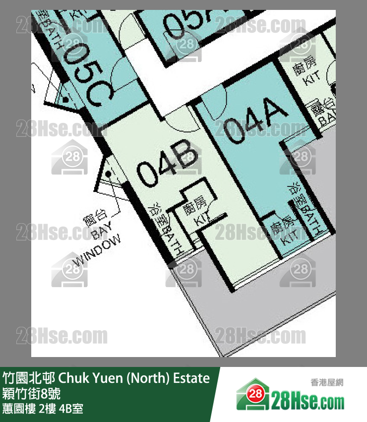 竹園北邨 蕙園樓2樓 4B室 平面圖