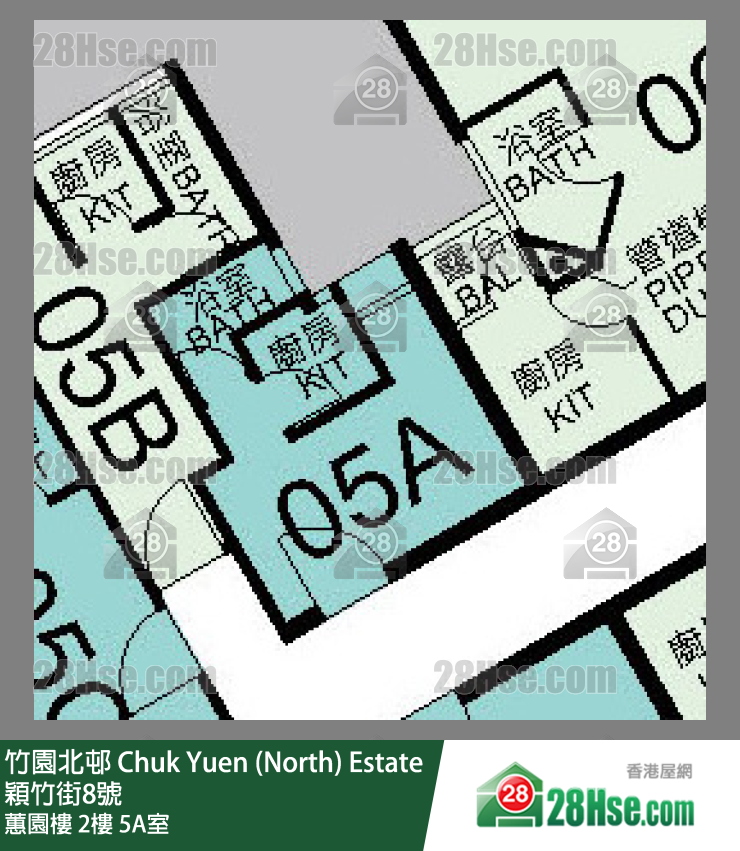 竹園北邨 蕙園樓2樓 5A室 平面圖