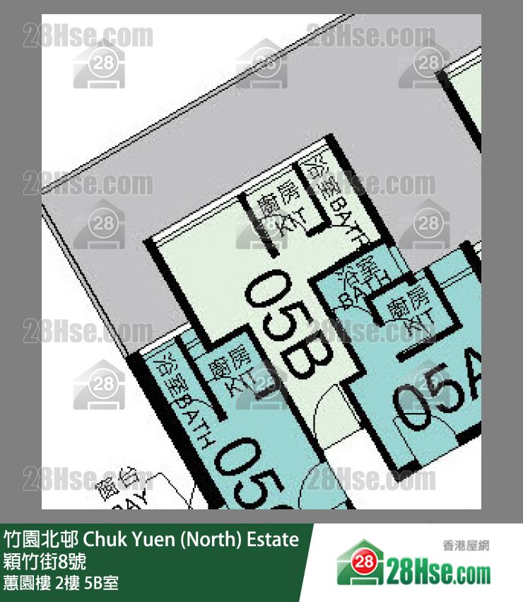 竹園北邨 蕙園樓 2樓 5B室 平面圖