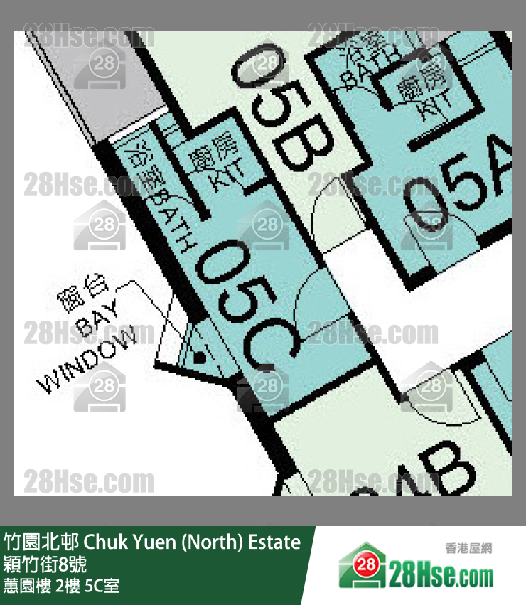 竹園北邨 蕙園樓2樓 5C室 平面圖