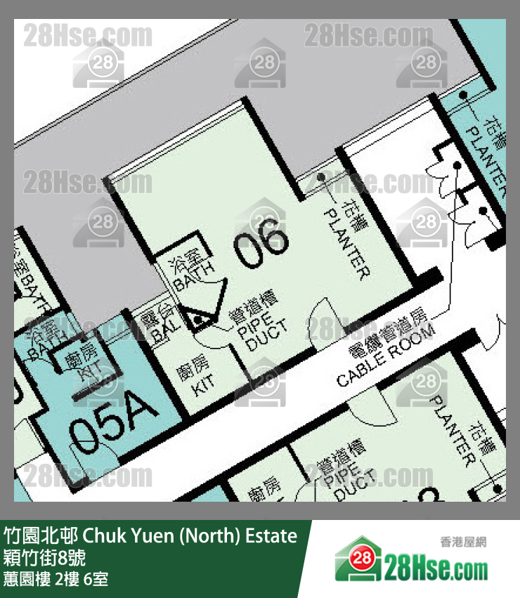 竹園北邨 蕙園樓2樓 6室 平面圖