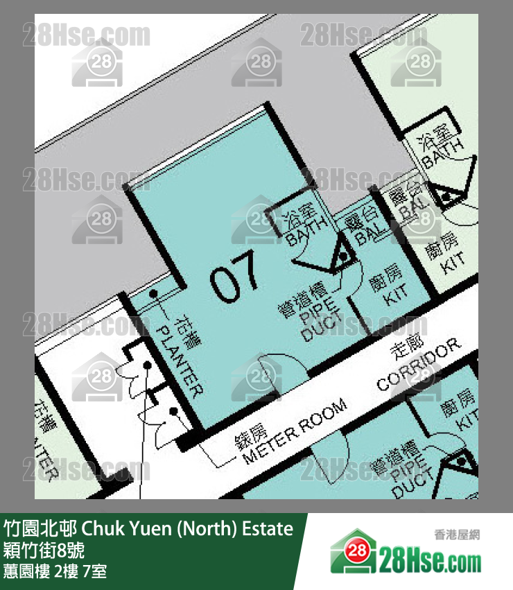 竹園北邨 蕙園樓2樓 7室 平面圖