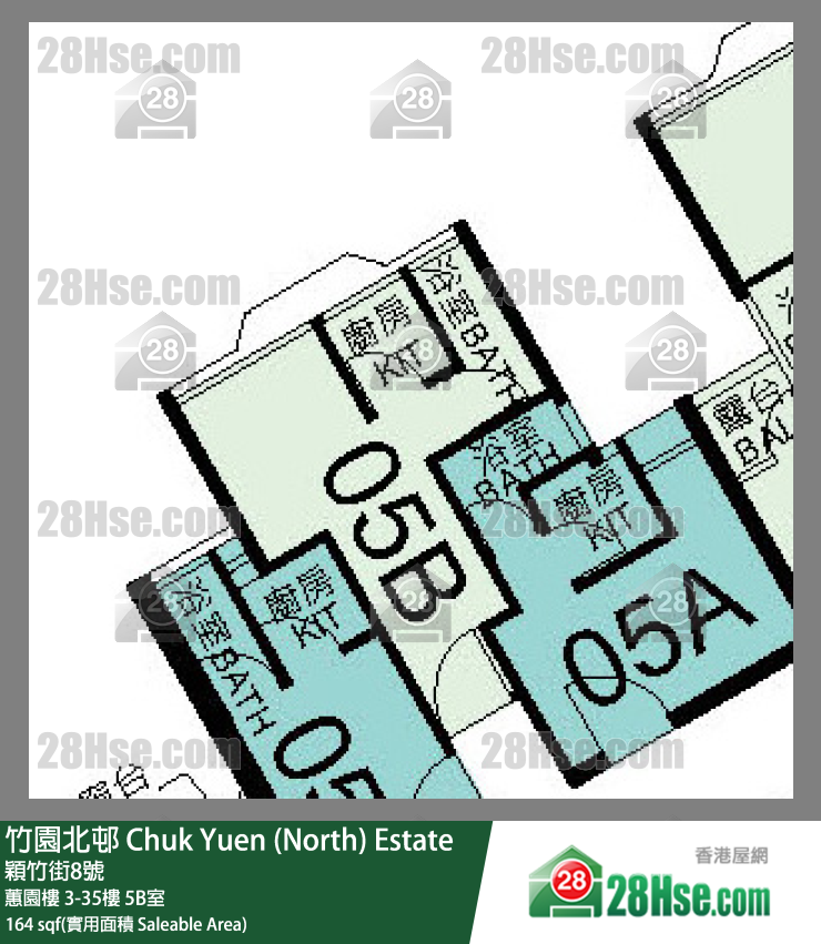 竹園北邨 蕙園樓27樓 5B室 平面圖