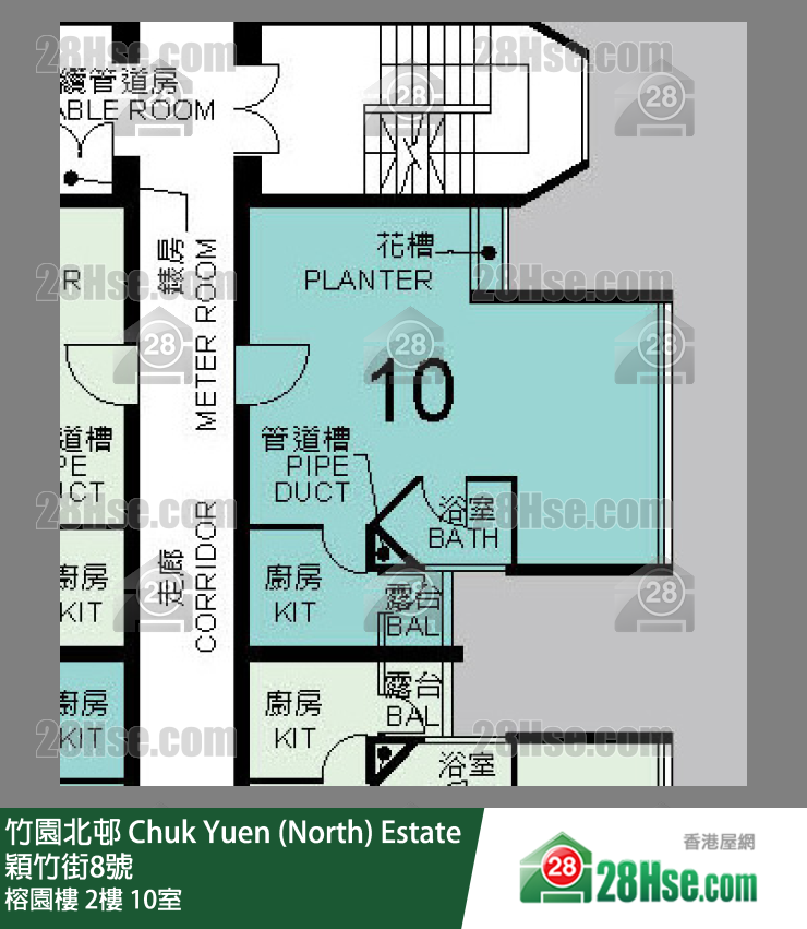 竹園北邨 榕園樓2樓 10室 平面圖