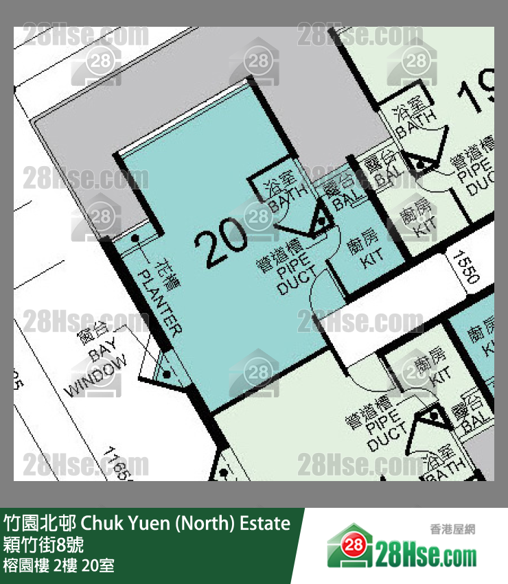 竹園北邨 榕園樓2樓 20室 平面圖