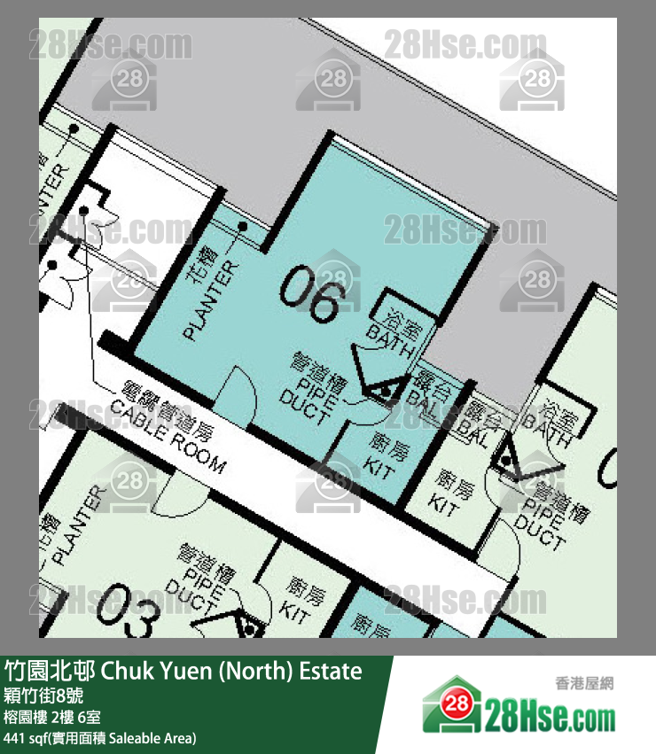 竹園北邨 榕園樓2樓 6室 平面圖
