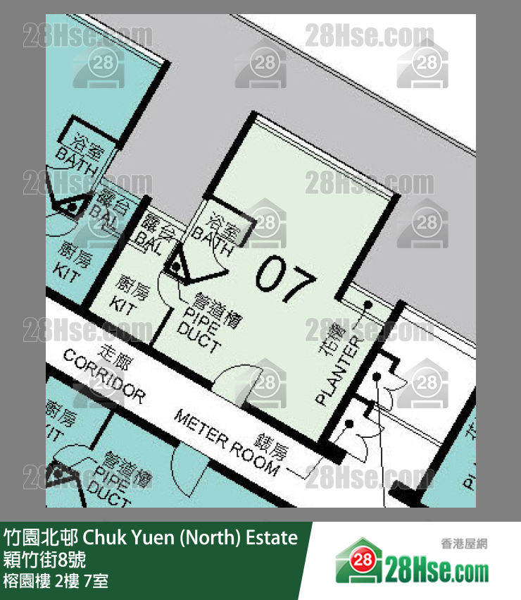 竹園北邨 榕園樓2樓 7室 平面圖