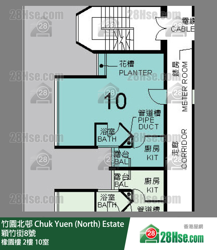 竹園北邨 橡園樓2樓 10室 平面圖