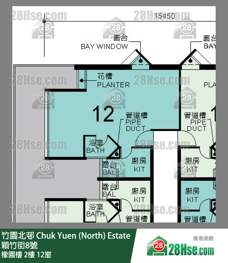 竹園北邨 橡園樓2樓 12室 平面圖