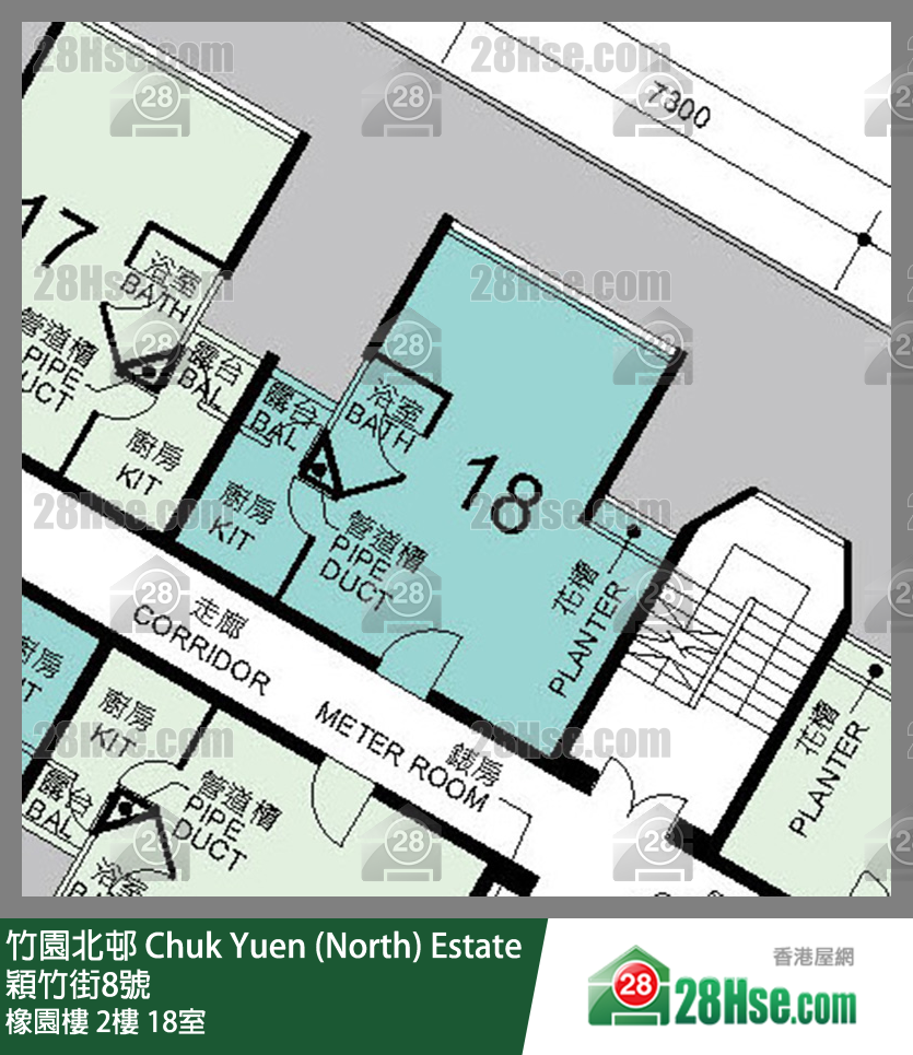 竹園北邨 橡園樓2樓 18室 平面圖