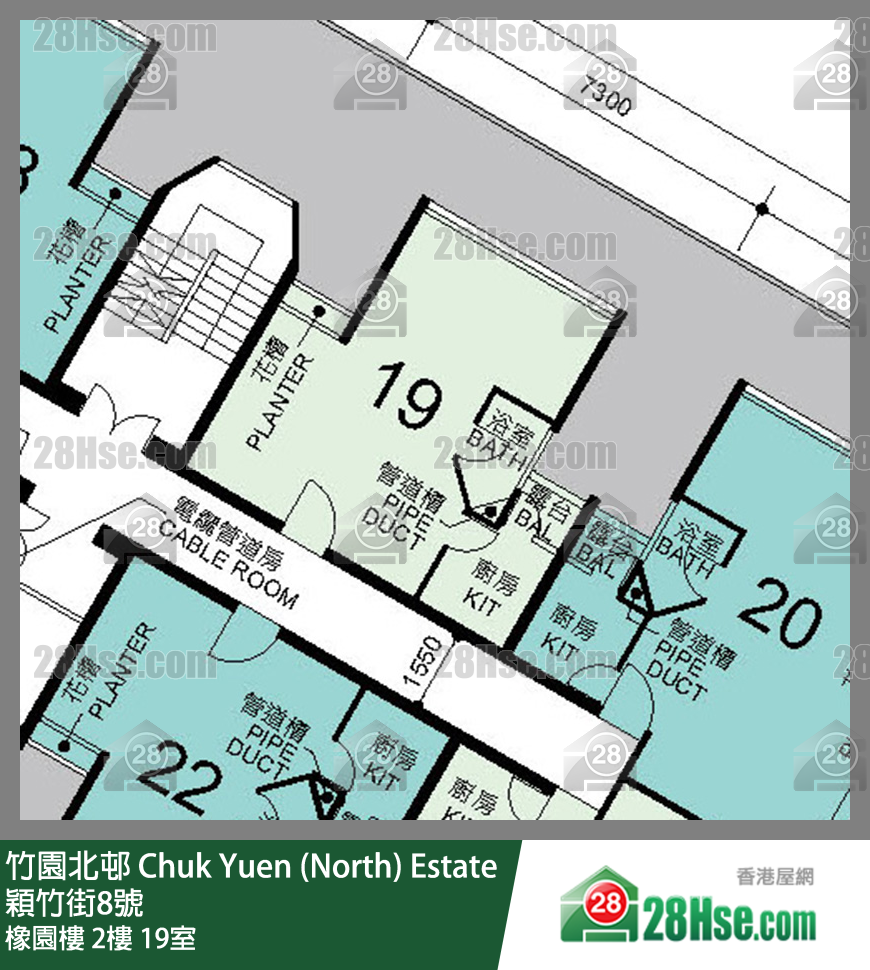 竹園北邨 橡園樓2樓 19室 平面圖