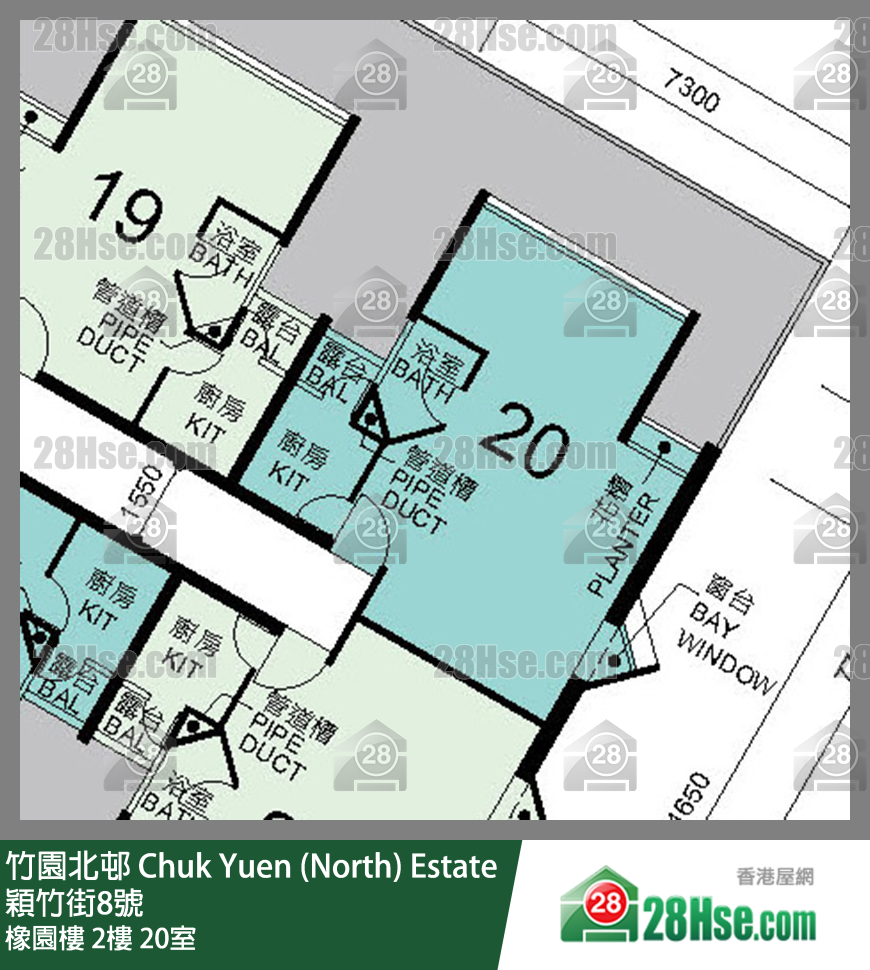 竹園北邨 橡園樓2樓 20室 平面圖
