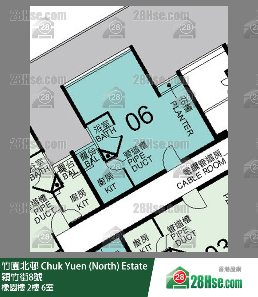 竹園北邨 橡園樓2樓 6室 平面圖