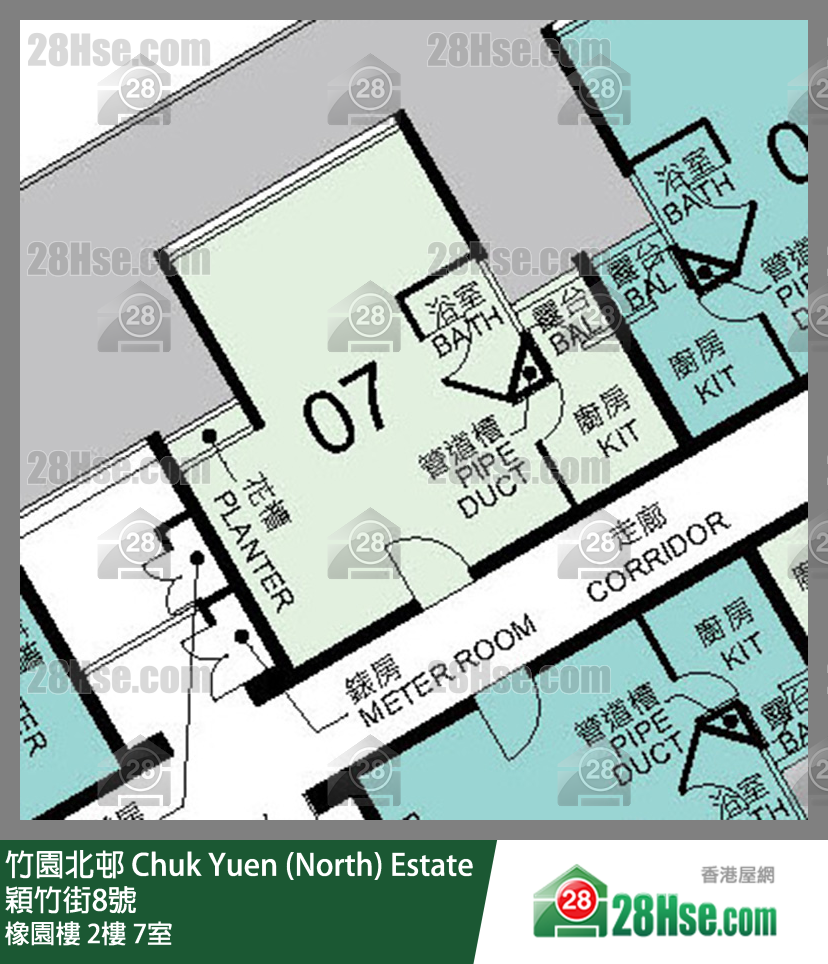 竹園北邨 橡園樓2樓 7室 平面圖