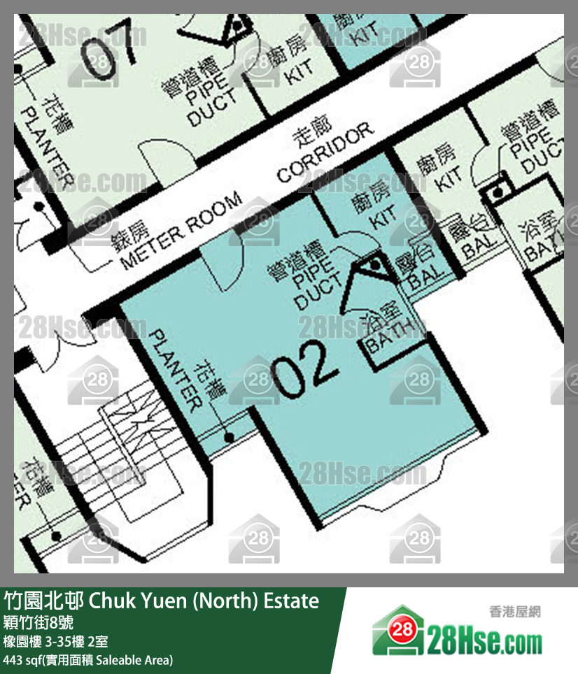 竹園北邨 橡園樓31樓 2室 平面圖