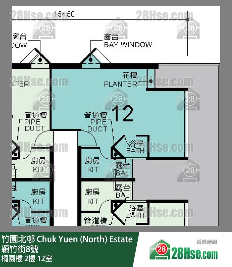 竹園北邨 桐園樓2樓 12室 平面圖