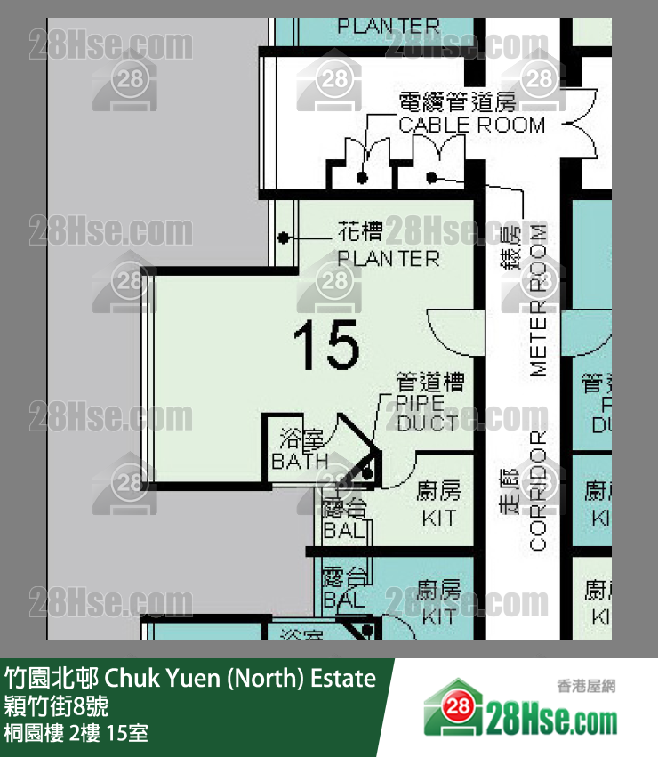 竹园北邨 桐园楼2楼 15室 平面图