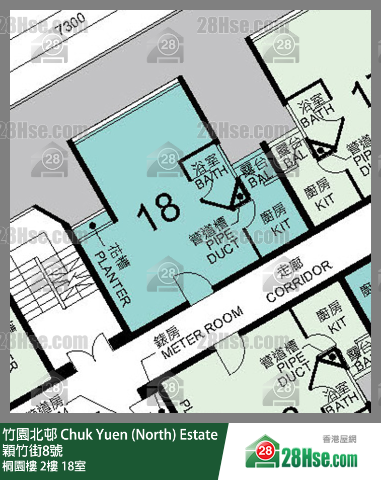 竹園北邨 桐園樓2樓 18室 平面圖