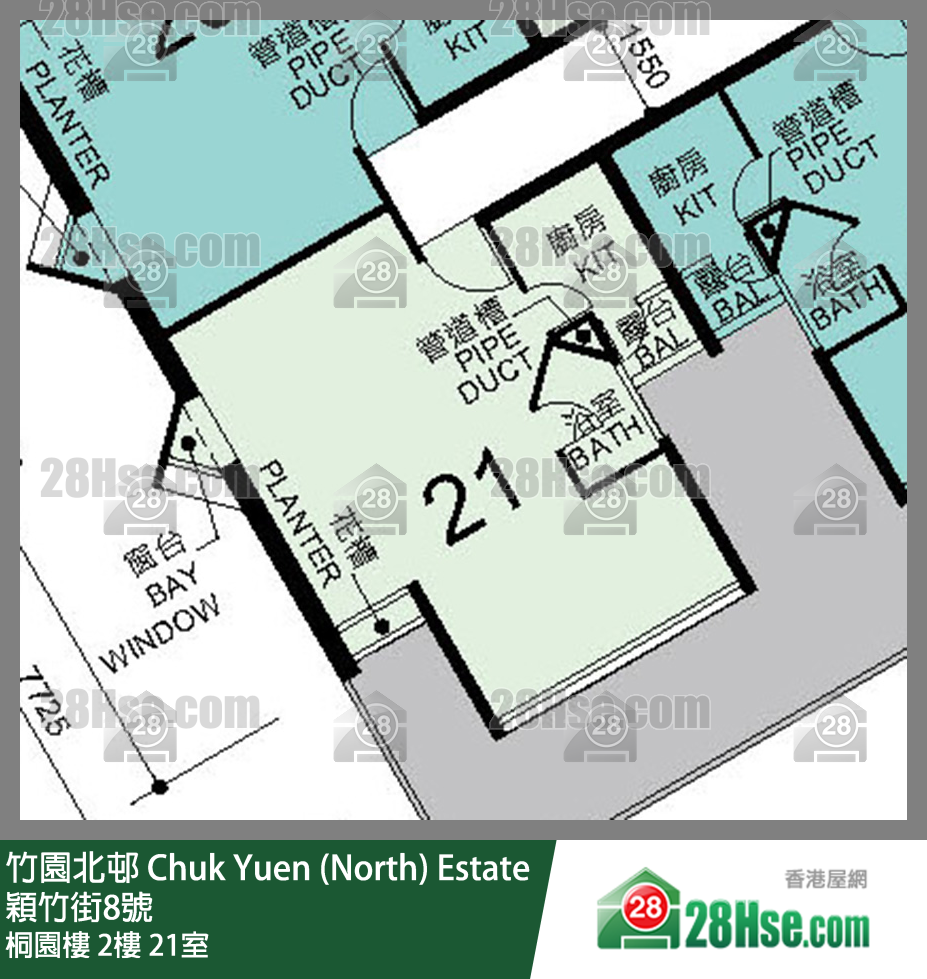 竹園北邨 桐園樓2樓 21室 平面圖
