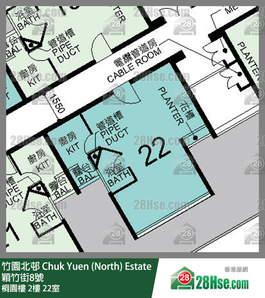 竹園北邨 桐園樓2樓 22室 平面圖