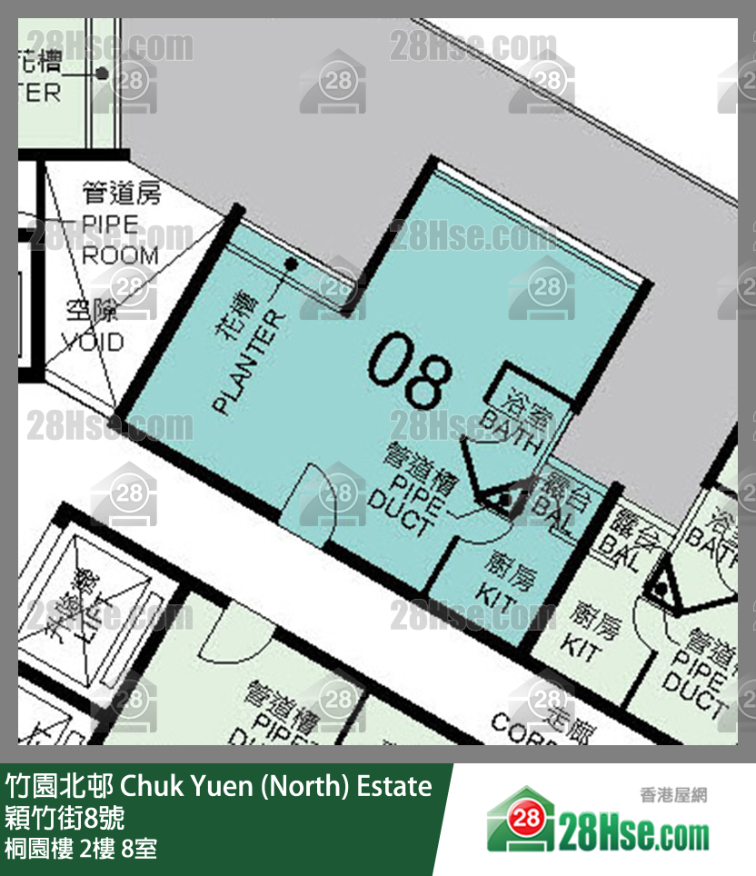 竹園北邨 桐園樓2樓 8室 平面圖
