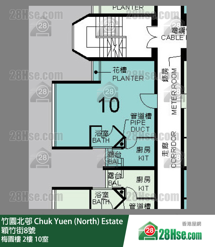 竹園北邨 梅園樓 2樓 10室 平面圖