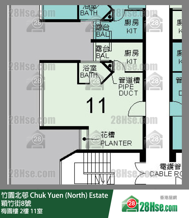 竹園北邨 梅園樓2樓 11室 平面圖