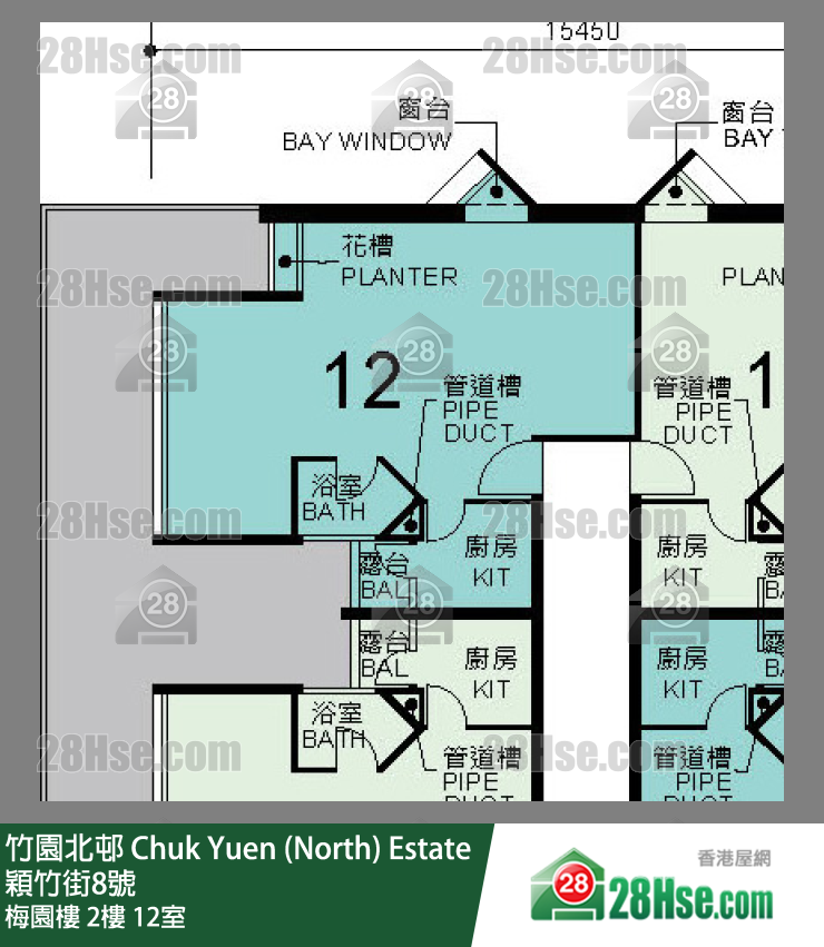 竹園北邨 梅園樓2樓 12室 平面圖