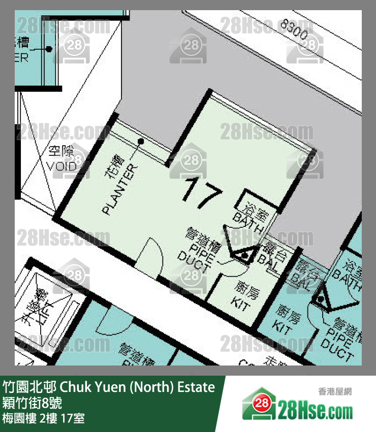竹園北邨 梅園樓2樓 17室 平面圖