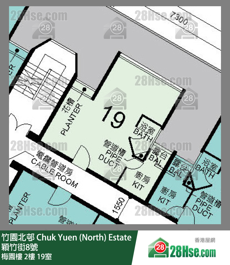 竹園北邨 梅園樓2樓 19室 平面圖