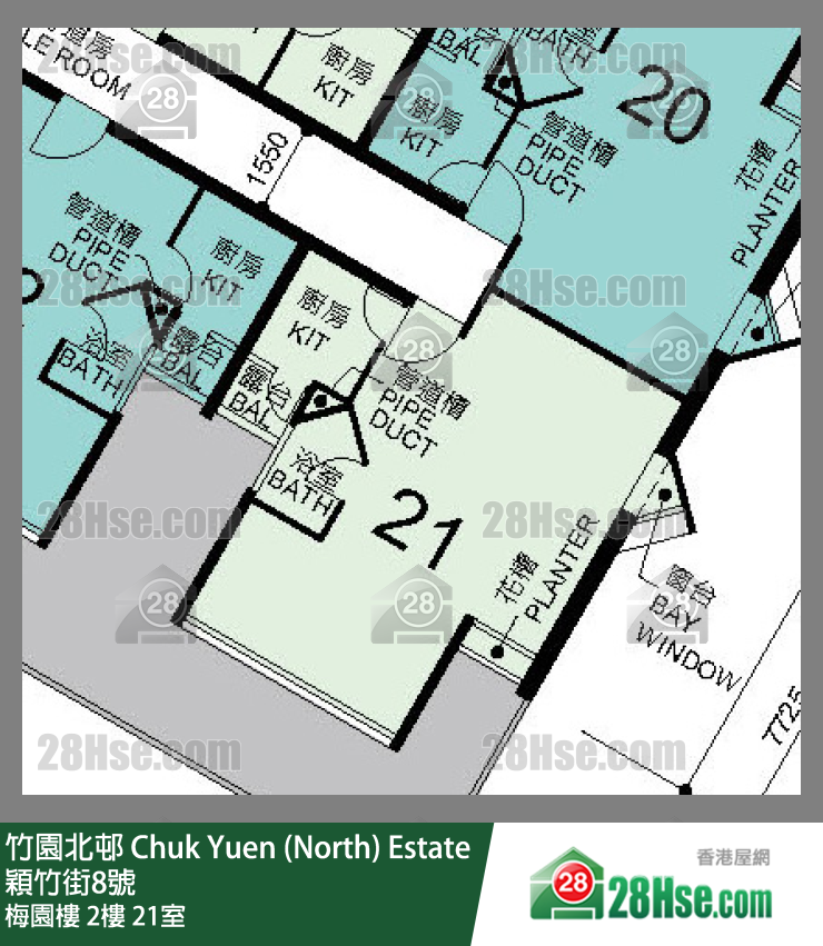 竹園北邨 梅園樓2樓 21室 平面圖
