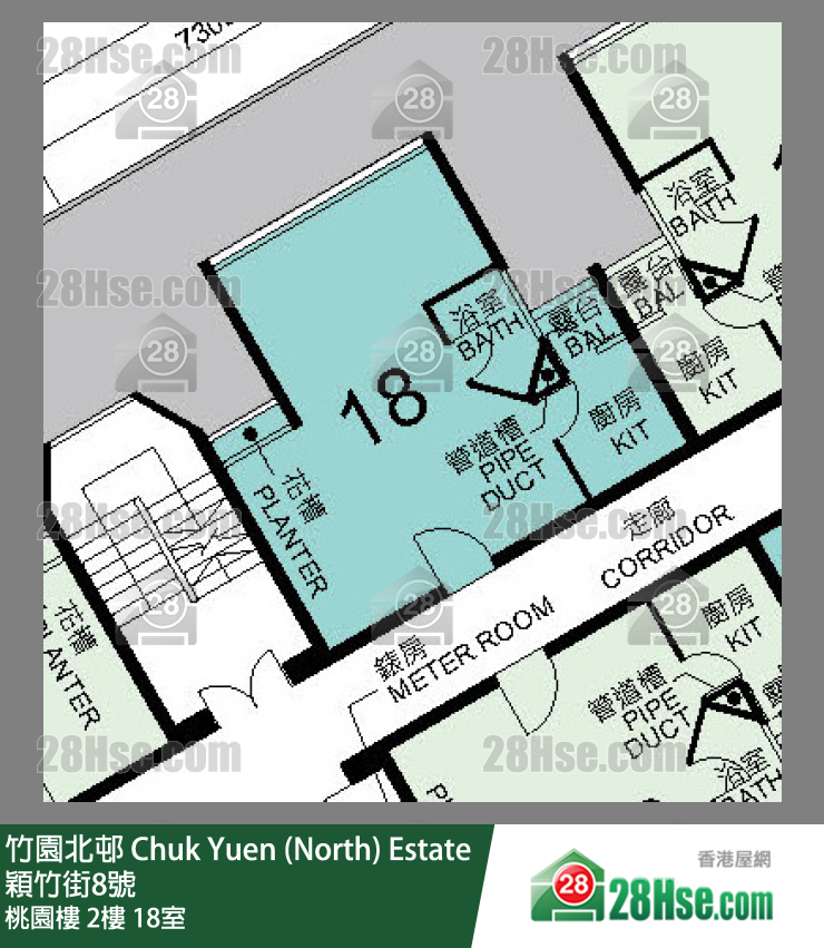 竹园北邨 桃园楼2楼 18室 平面图