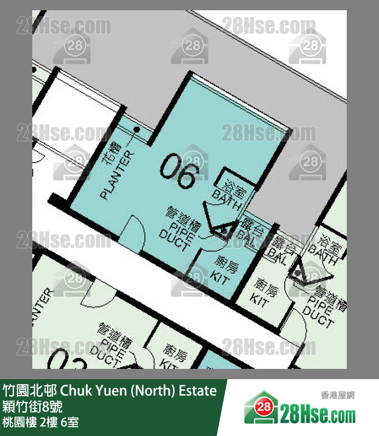 竹園北邨 桃園樓2樓 6室 平面圖