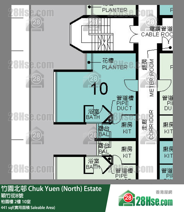 竹園北邨 柏園樓 2樓 10室 平面圖