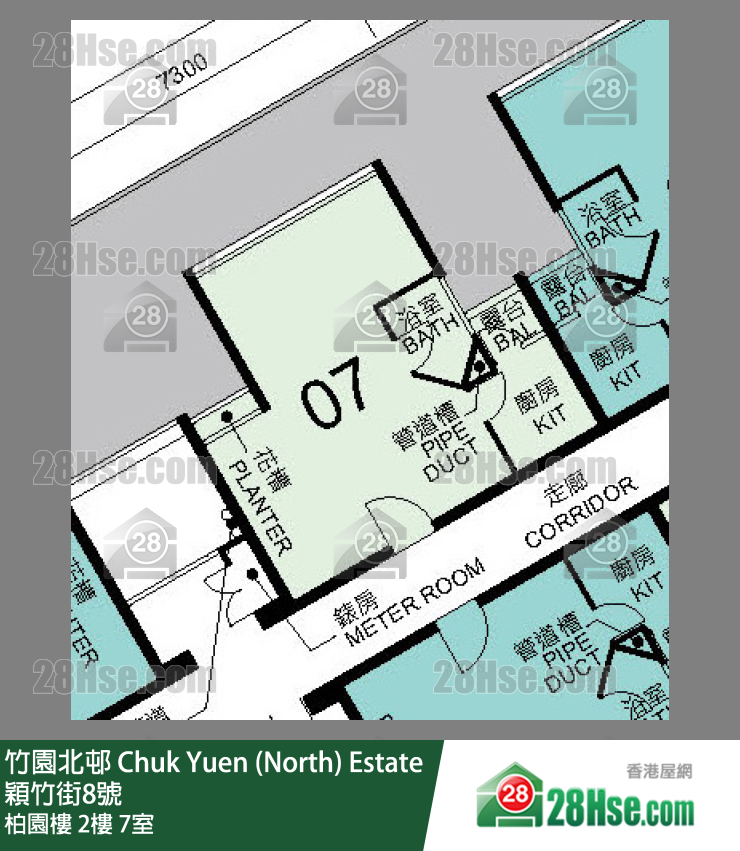 竹園北邨 柏園樓2樓 7室 平面圖