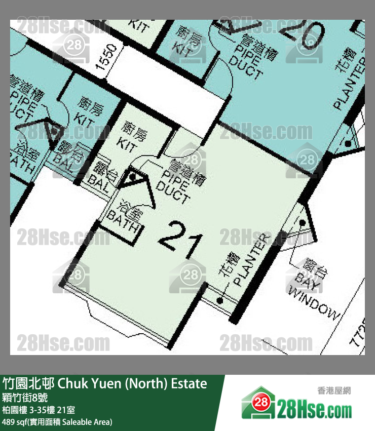 竹園北邨 柏園樓7樓 21室 平面圖