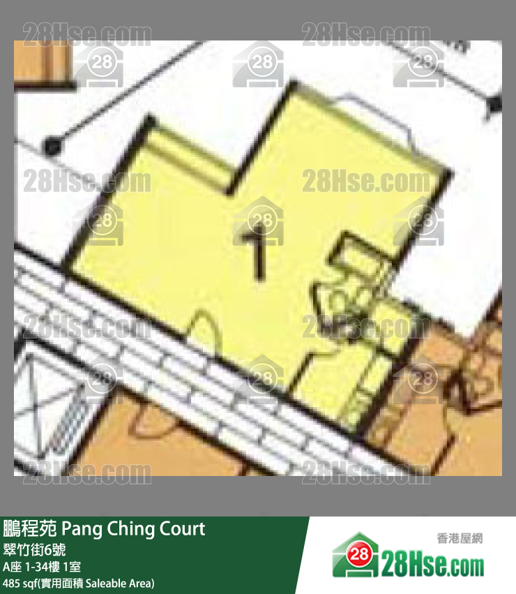 鹏程苑 A座13楼 1室 平面图