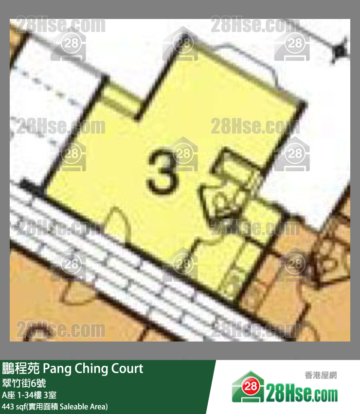 鹏程苑 A座 31楼 3室 平面图