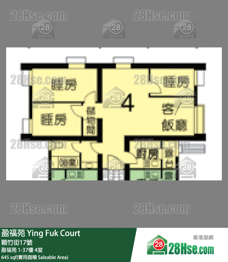 盈福苑 盈福苑37樓 4室 平面圖