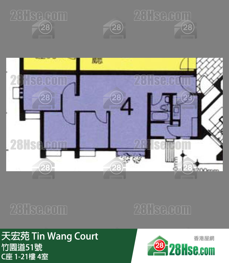 天宏苑 C座12樓 4室 平面圖