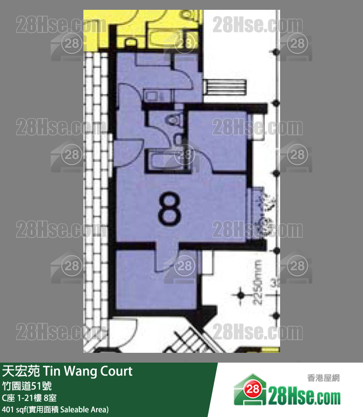 天宏苑 C座12樓 8室 平面圖
