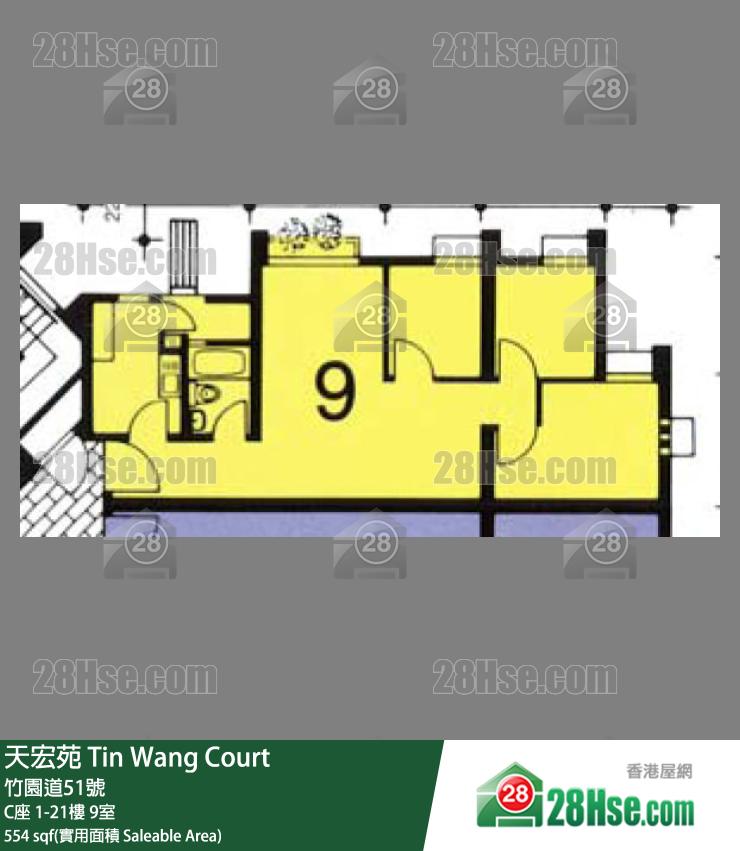 天宏苑 C座10樓 9室 平面圖