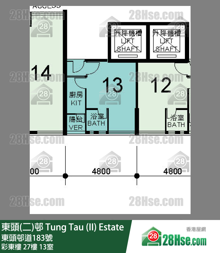 東頭(二)邨 彩東樓27樓 13室 平面圖