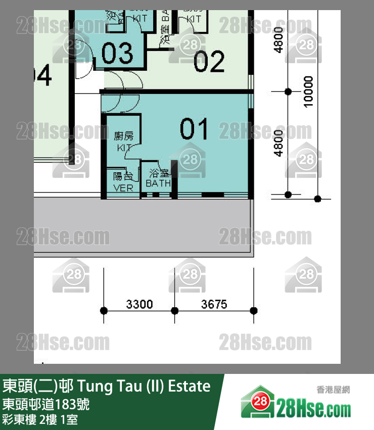 東頭(二)邨 彩東樓 2樓 1室 平面圖
